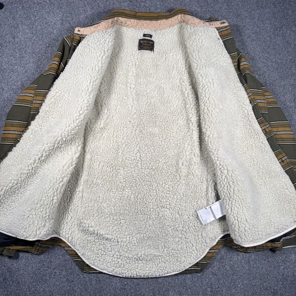 Burton Cole Sherpa Fleece Lined Heavy Jacket Shacket Green Yellow Men’s Medium - Picture 5 of 8